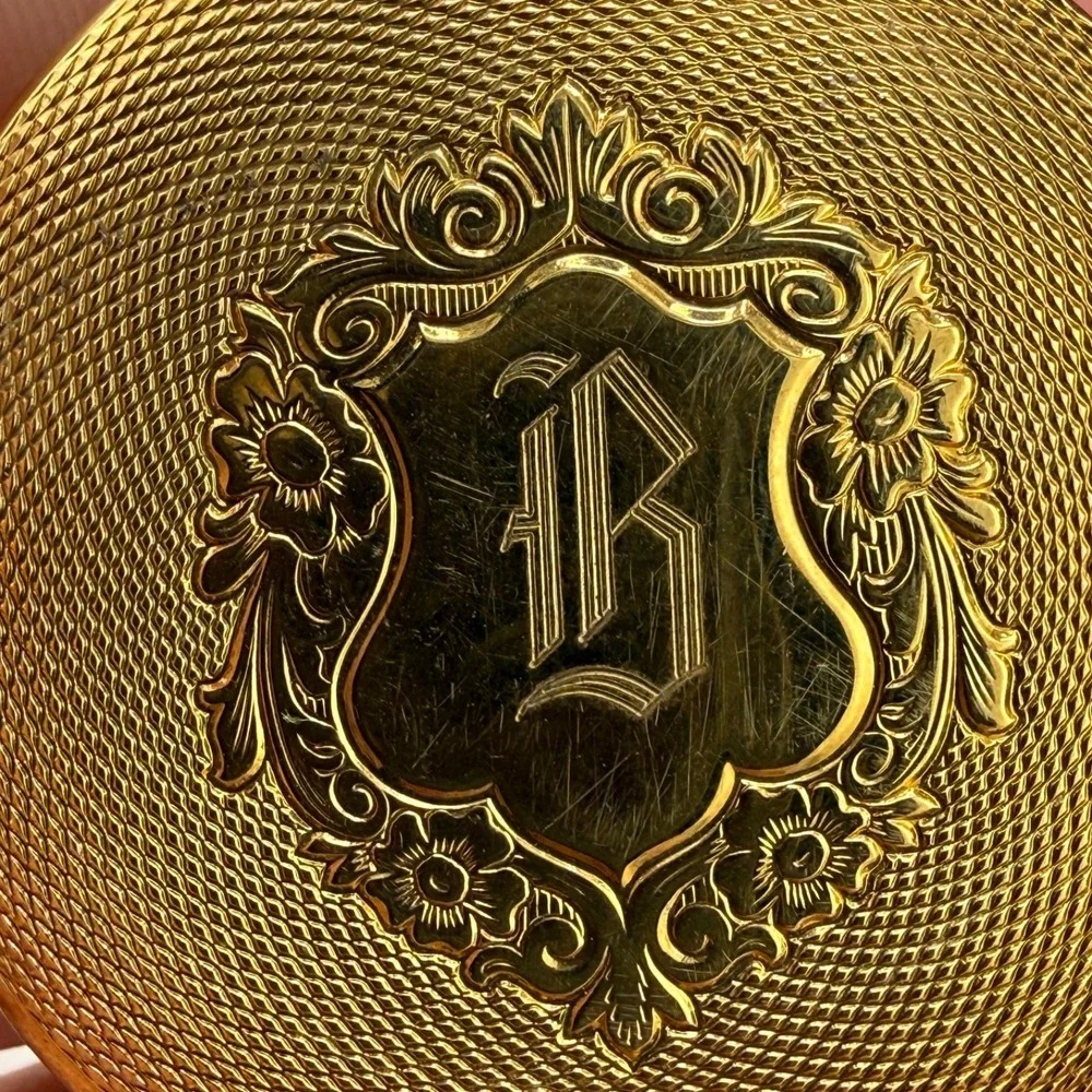 Vintage Engraved Pocket Watch Gold Tone 13